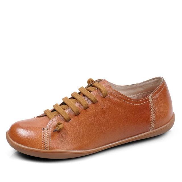 Светло-коричневые / 11 кожаных кроссовок Buddha Trends на плоской подошве