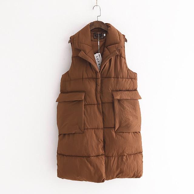 Buddha Trends Light Brown / L Karleena Sleeveless Puffer Vest