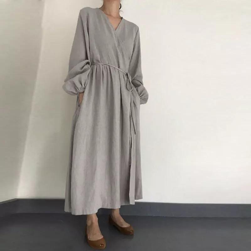 Buddha Trends Light Grey / XL Casual &amp; Simple Oversized Maxi Dress