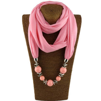 Buddha Trends Light Pink / 160CM Beaded Scarf Necklace