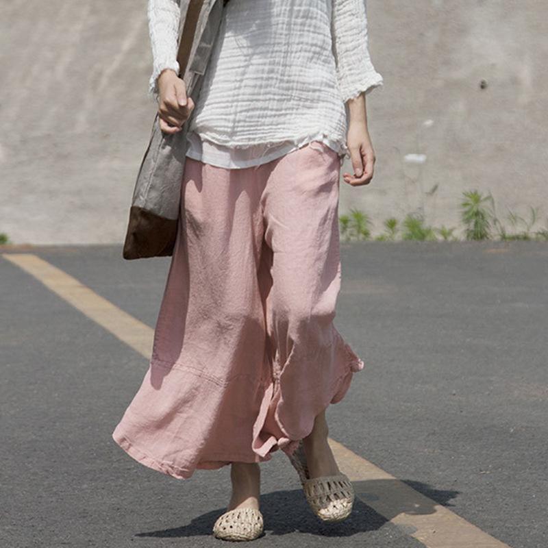 Buddha Trends pantalones palazzo de 3/4 fluidos en rosa claro / talla única | Loto