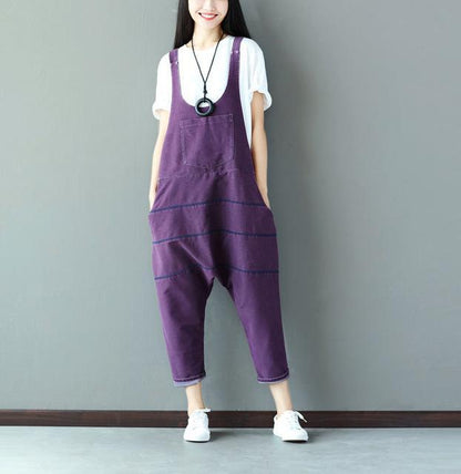 Світло-фіолетовий/однорозмірний вільний джинсовий комбінезон із низькою промежністю Buddha Trends