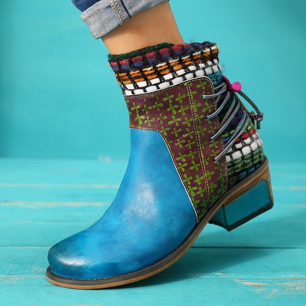 Buddha Trends Mary Jane Tribal Leather Ankle Boots