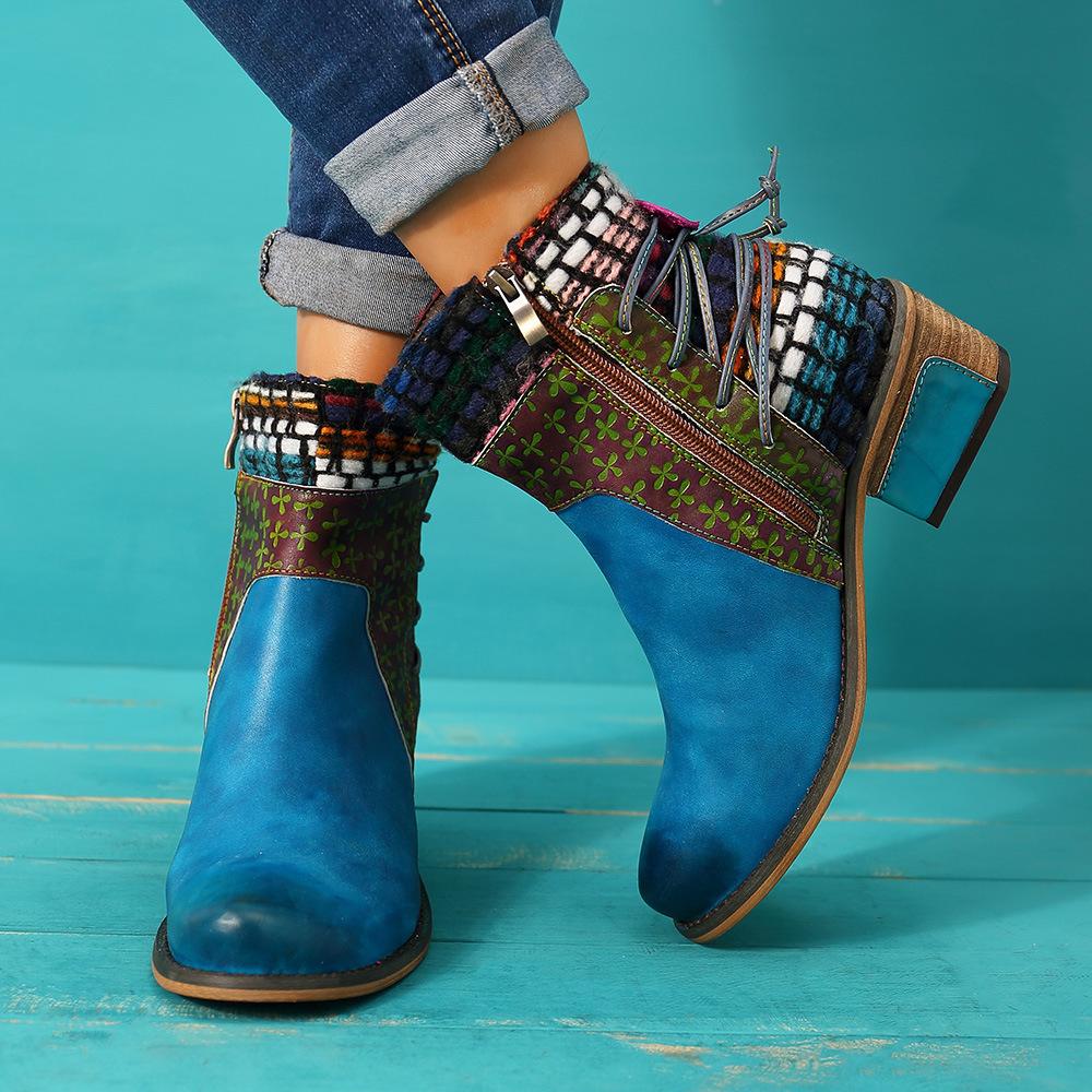 Buddha Trends Mary Jane Tribal Leather Ankle Boots