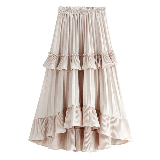 Buddha Trends midi Skirts Beige / One Size / China Summer Quest Boho Ruffled Skirt