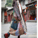 Buddha Trends multi blu / giacca hippie vintage patchwork casuale taglia unica