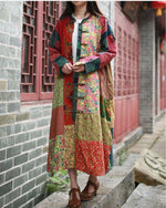 Buddha Trends Multi Gelb / One Size Zufällige Patchwork Vintage Hippie Jacke