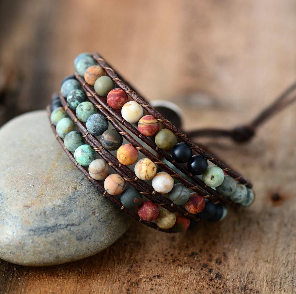 Buddha Trends Multicolor Boho Multilayer Leather Wrap Bracelet