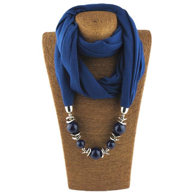 Buddha Trends Navy Blue / 160CM Beaded Scarf Necklace