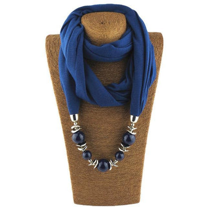 Buddha Trends Navy Blue / 160CM korálkový šátek náhrdelník