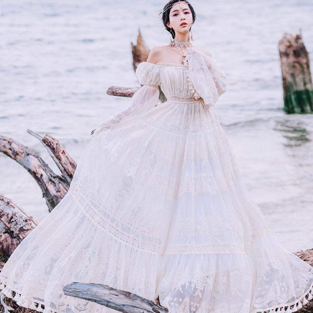 فستان زفاف بوهيمي بدون أكتاف | ماندالا