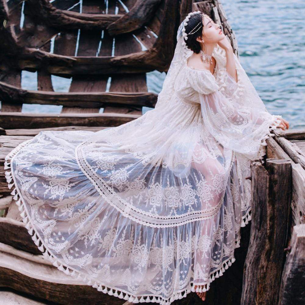 فستان زفاف بوهيمي بدون أكتاف | ماندالا