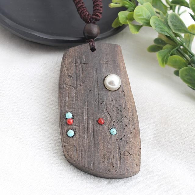 Винтажное ожерелье с подвеской из сандалового дерева с бусинами и бусинами