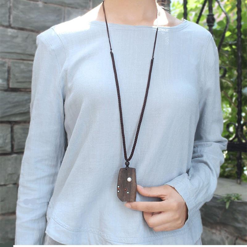 Buddha Trends One size korálkový vintage náhrdelník s přívěskem ze santalového dřeva