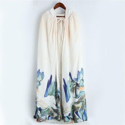 Buddha Trends One Size / Beige Art Inspired Hooded Cloak