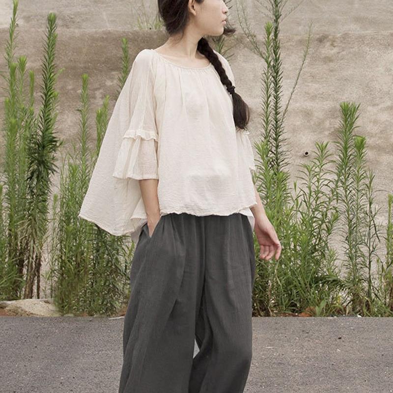 Buddha Trends One Size / Beige Half Sleeve Beige Cotton T-shirt | Lotus