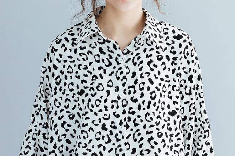 Black and White Leopard Print Blouse