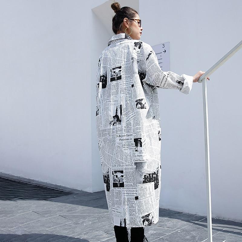 Buddha Trends One Size / Black and White Editorial Newspaper Printed Oversized Shirt | Millennials