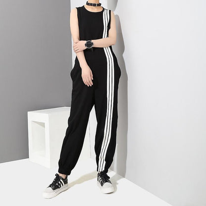 Buddha Trends One Size / Black and White Korean Style Black and White Striped Overall | Millennials