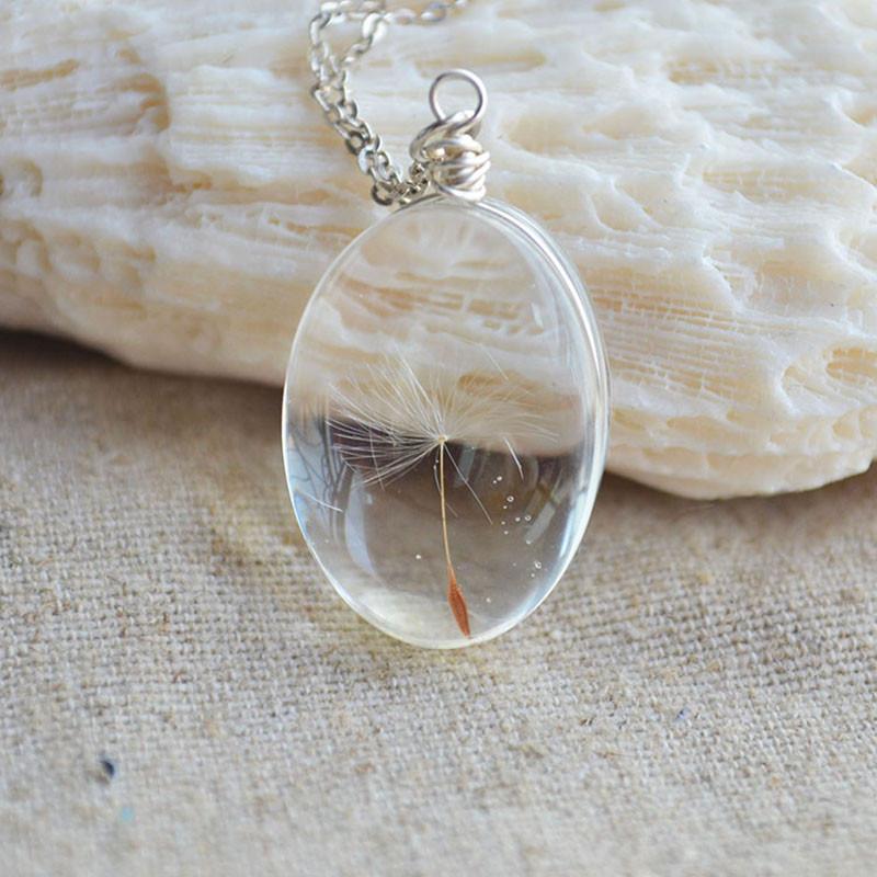 Dandelion Seed Glass Necklace
