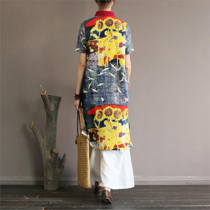 Buddha Trends One Size / Multicolor Colorful Chinese Style Tunic Top