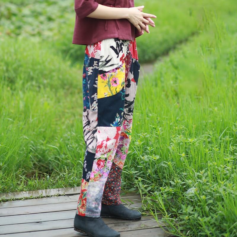Один розмір/багатоколірні штани хіпі з квітковими квітковими клаптями