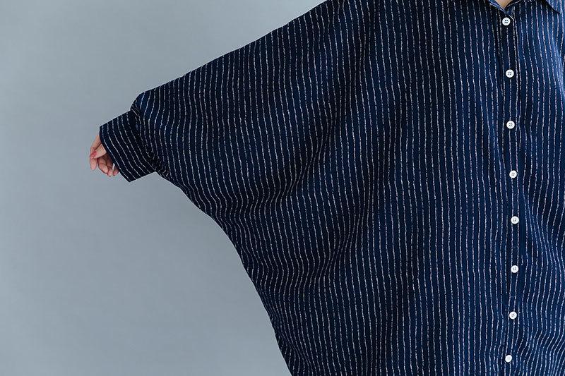 Stylish Batwing Sleeve Striped Shirt
