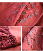 Buddha Trends One Size / Red Belle Red Rose Ricamato Mantella con cappuccio | Mandala