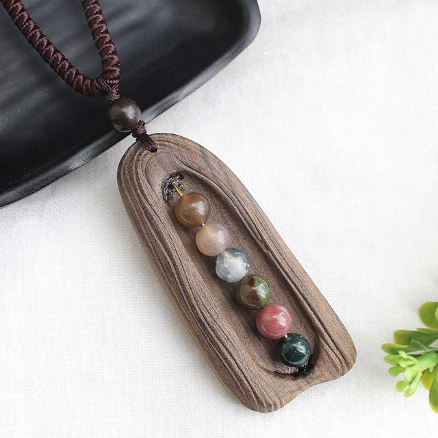Buddha Trends taille unique / santal 6 perles assorties collier pendentif en bois de santal