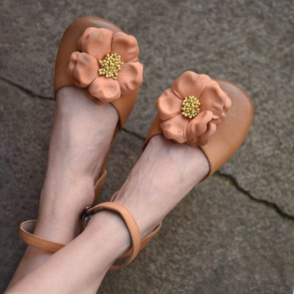 Buddha Trends Portokalli / 6 Këpucë lëkure Retro me lule