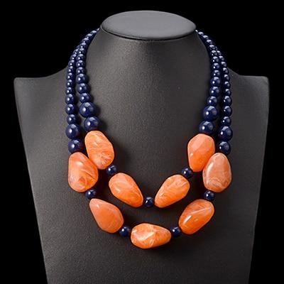 Buddha Trends collar llamativo con gemas de resina con cuentas bohemias en naranja
