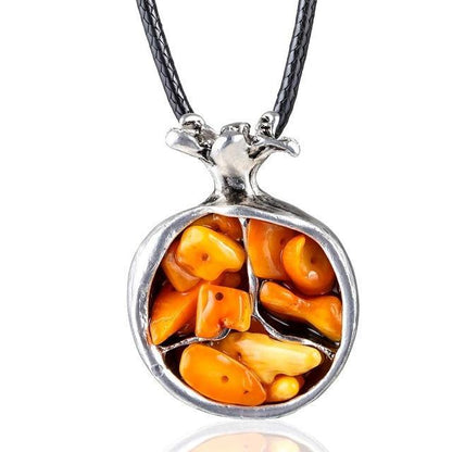 Buddha Trends Orange Fruit Geometric Stone Pendant Necklace