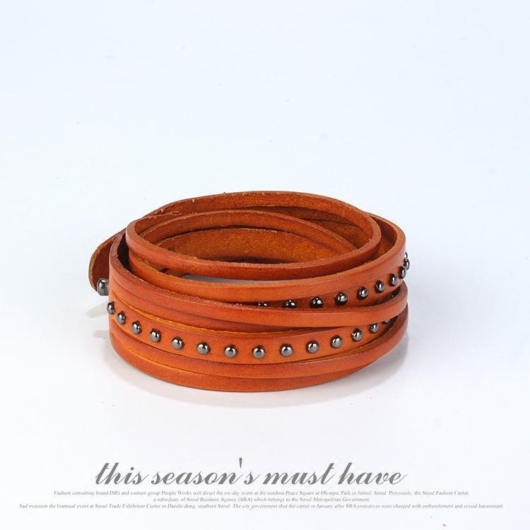 Buddha Trends Orange Multi Layered Leather Bracelet