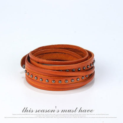 Buddha Trends Orange Multi Layered Leather Bracelet