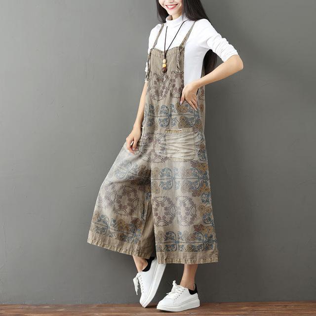 Buddha Trends Overall Ruskea / One Size Stardust Tribe Print Leveä jalka Overall