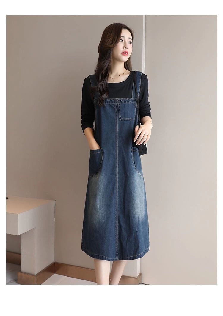 Buddha Trends overall dress Back At It Denim Overall Dress
