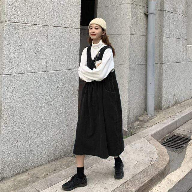 Buddha Trends overall dress black / L Made It Work Vintage Overall Dress