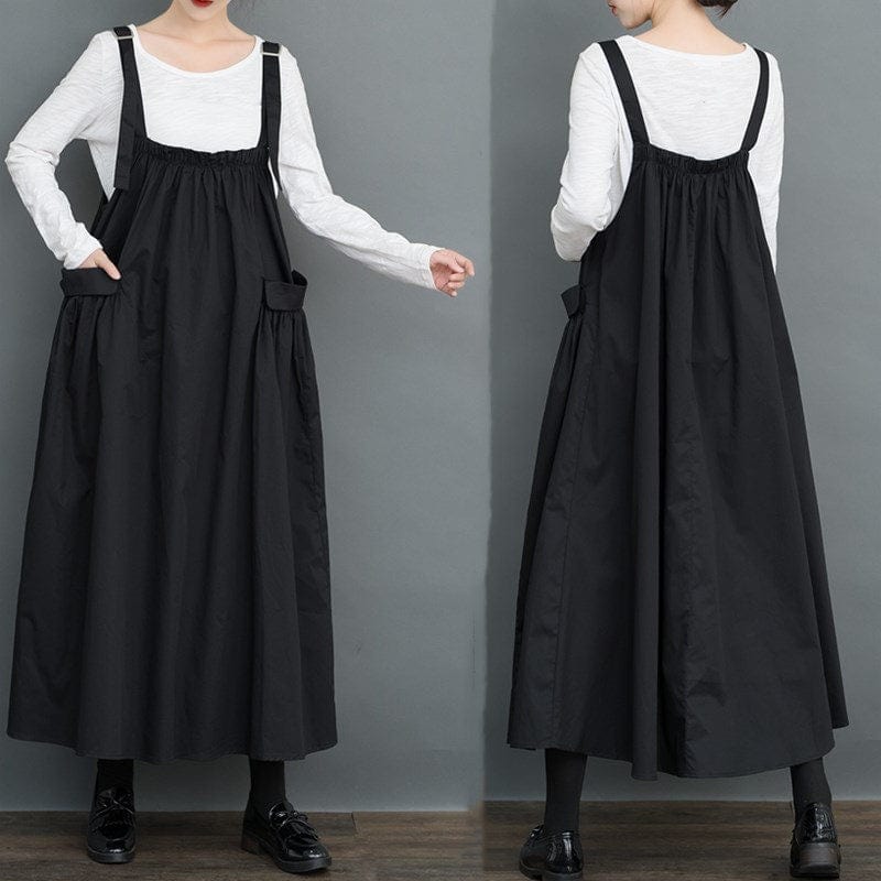 Ολόσωμο φόρεμα Buddha Trends Μαύρο / One Size Peace & Love Maxi Overall Dress