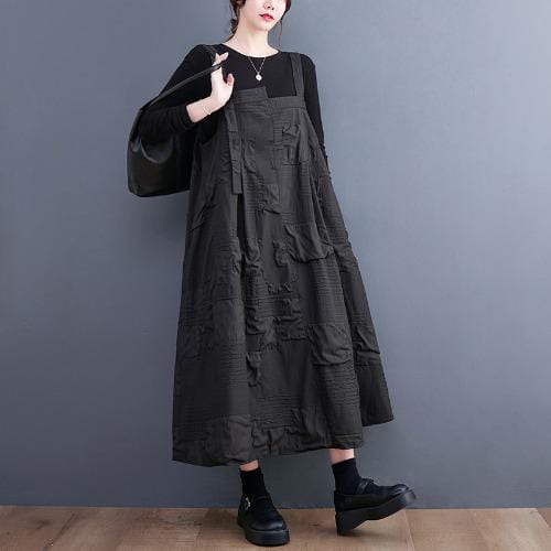 فستان اتجاهات بوذا بشكل عام أسود / فستان فضفاض بشكل عام مزاجه مقاس واحد