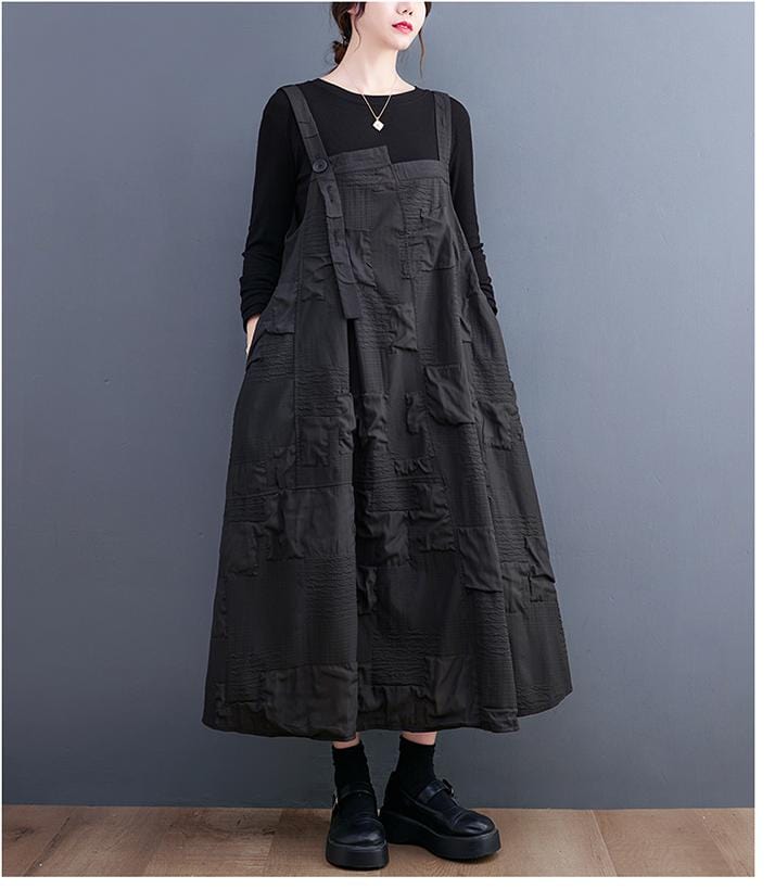 Ολόσωμο φόρεμα Buddha Trends Μαύρο / One Size Temperament Φαρδύ ολόσωμο φόρεμα