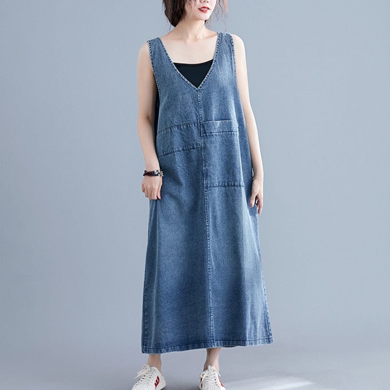 Buddha Trends overall dress Blue / M Destiny Plus Size Overall Dress
