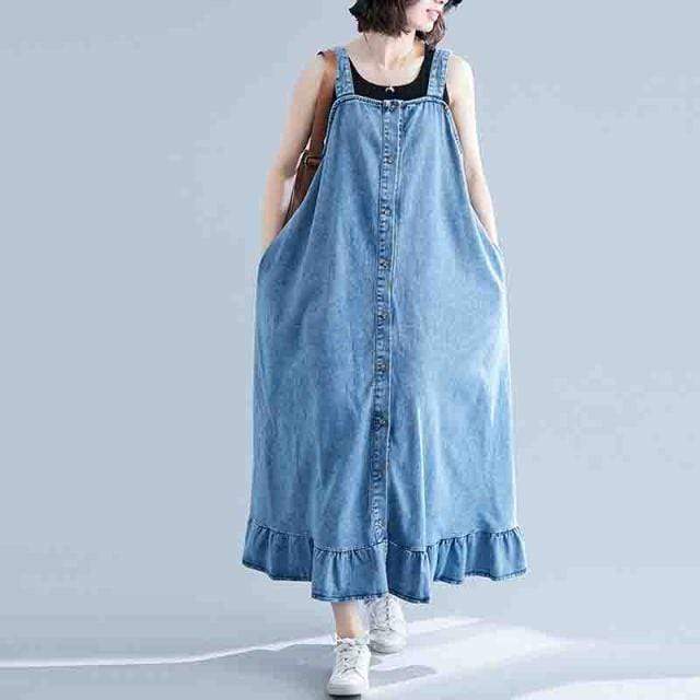 Buddha Trends overall dress Blue / XXL Too Relaxed Denim Overall Dress