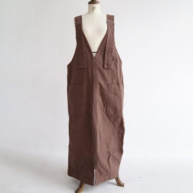 Buddha Trends overall dress Brown / One Size Grunge Style Loose Overall Dress