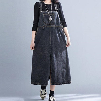Buddha Trends overall dress Dark/ Pockets / M Good Vibes Denim Overall Dress