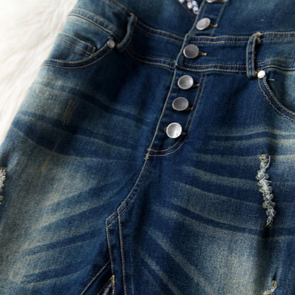 Vyšívané krajkové džínové overalové šaty