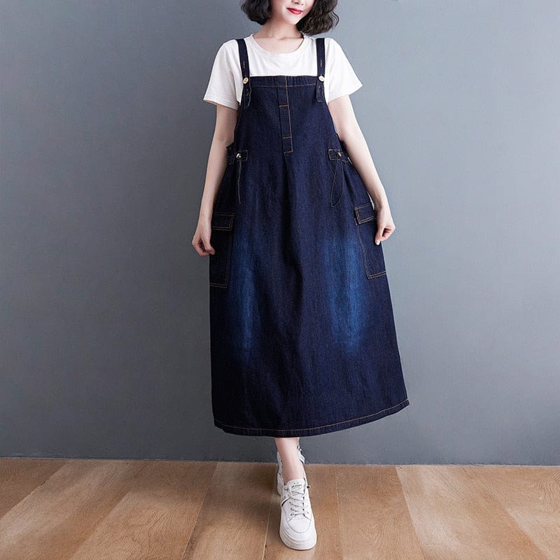 Buddha Trends فستان شامل أزرق كحلي / M Daniella فستان دنيم كبير الحجم