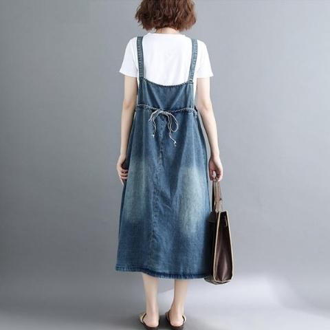 Budda Trends sukienka ogrodniczka Jeansowa sukienka oversize