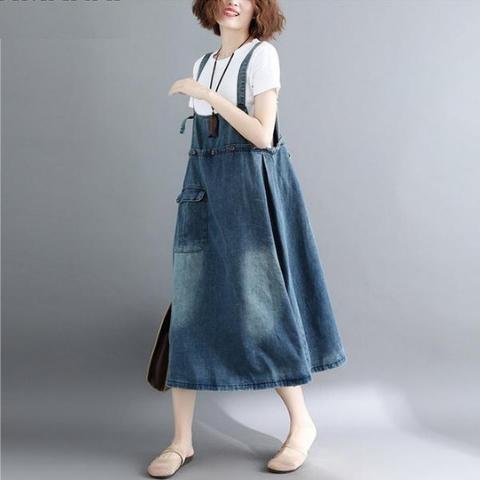 Budda Trends sukienka ogrodniczka Jeansowa sukienka oversize