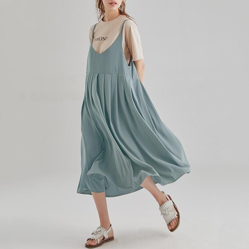 بوذا ترندز الفستان العام خمر رمادي / XXL تمتص أشعة الشمس فستان من القطن بشكل عام ميدي