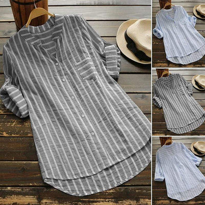 Buddha Trends Oversized Striped Button-down Shirt